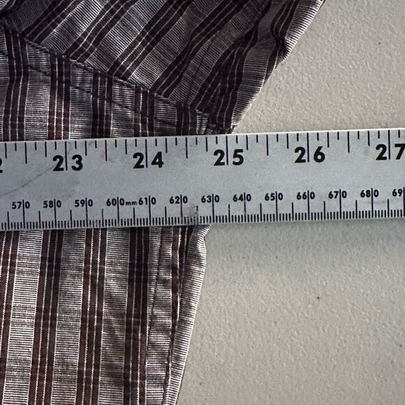 VTG Structure LS Button Up Plaid Shirt Mens XL Brown Premium Woven Y2K - Picture 7 of 8